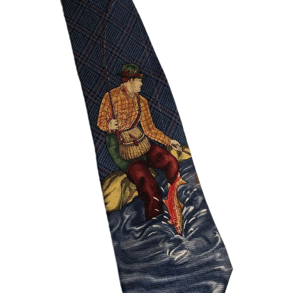 GJ Cahn  All Silk Hand Sewn Neck Tie Fish Print